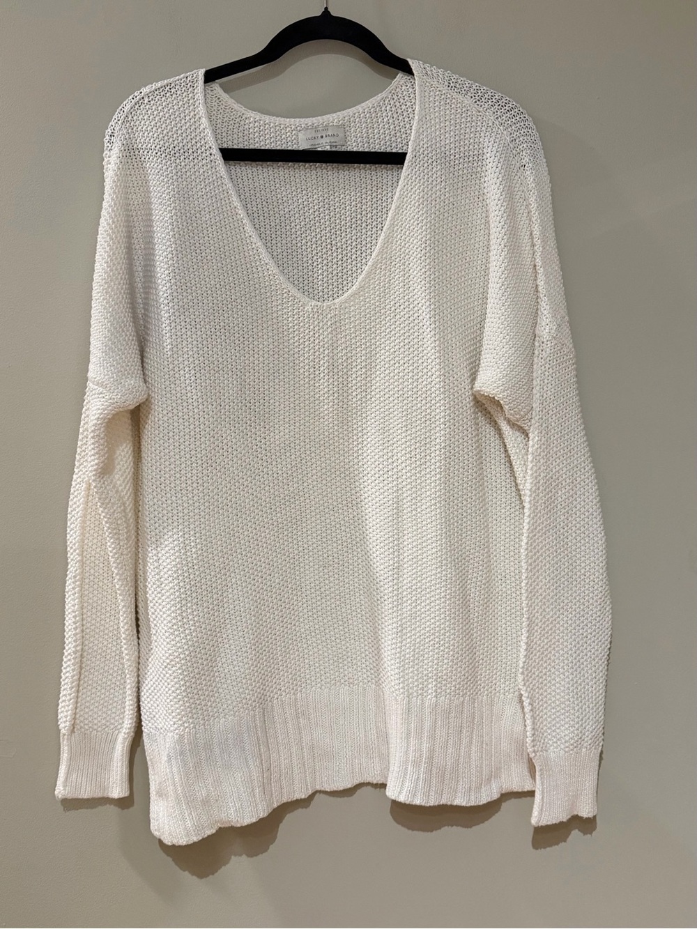 Lucky Brand White Knit Oversized Sweater